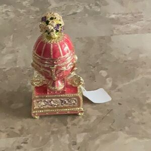 Toscano Red and Gold Decorative Enameled Egg Trinket Box